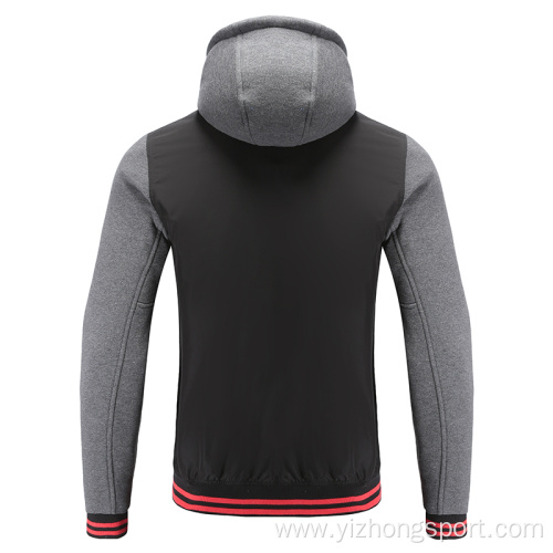 Mens Soccer Wear Zip Up Hoodies Grey Melange